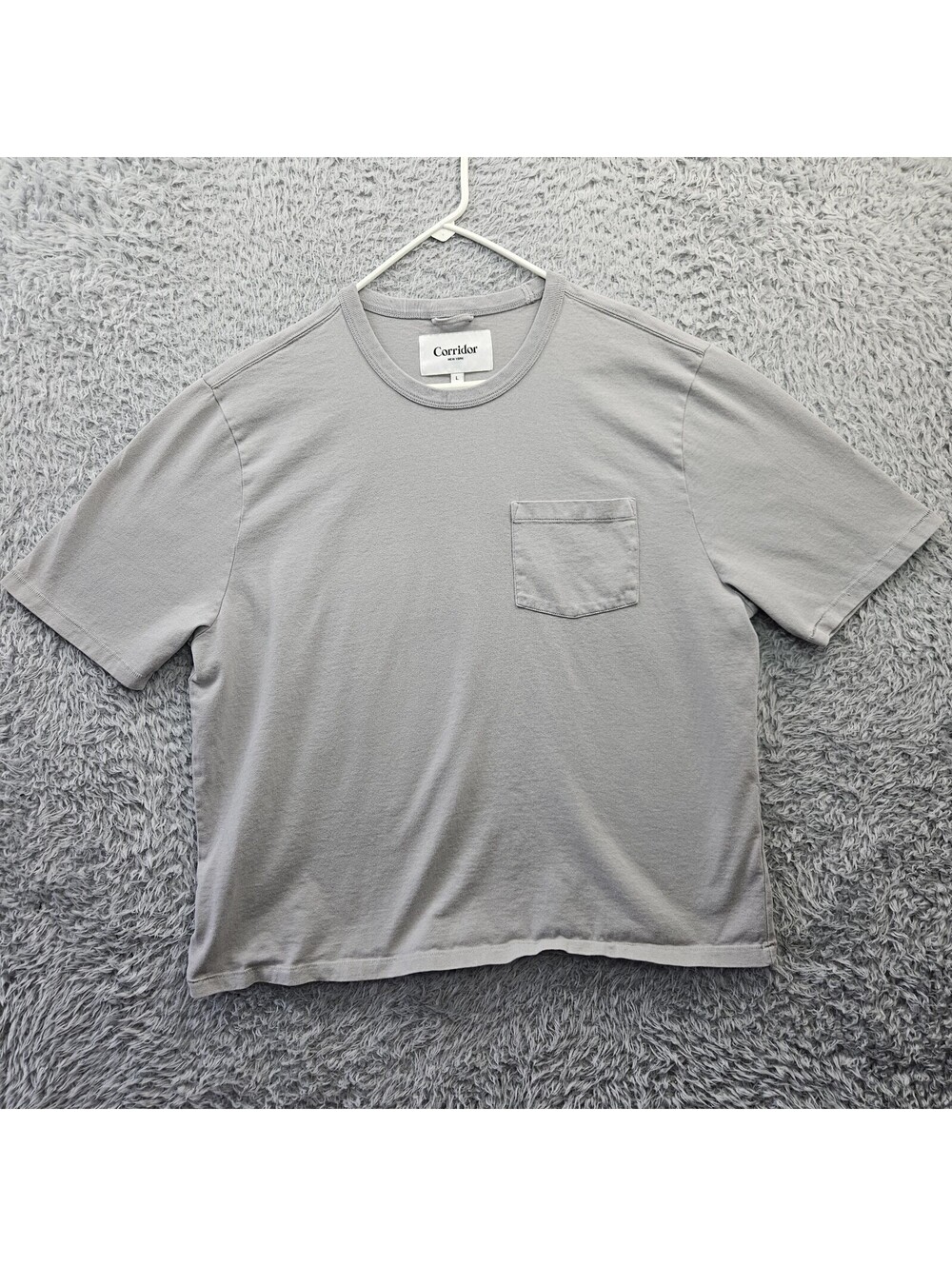 Corridor New York Men's Pocket Tee T Shirt Garment Dyed Large Gray Boxy Loose